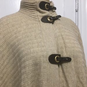 Jones New York Wool Poncho with leather clasps